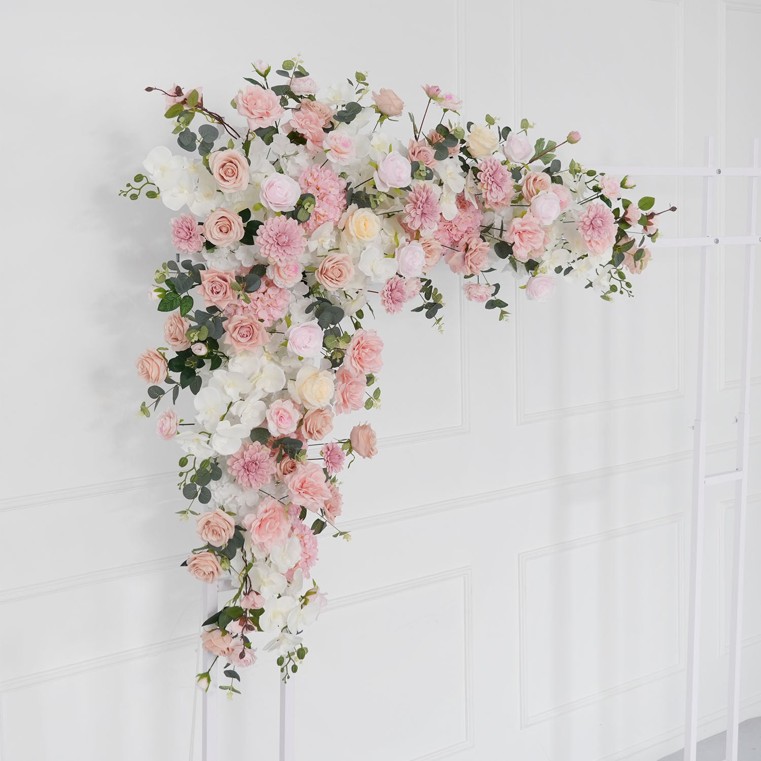 Uflower Wedding Backdrop Pink Rose Green Leaf Floral Arrangement